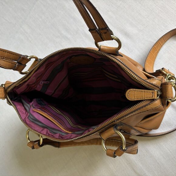 Etienne Aigner Jessie Satchel Bag Honey Lehny Leather Purse #80126 - Picture 9 of 10